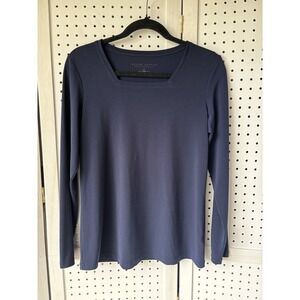 Susan Graver Modern Essentials Women's XS Liquid Knit Square Neck Top Long SLV